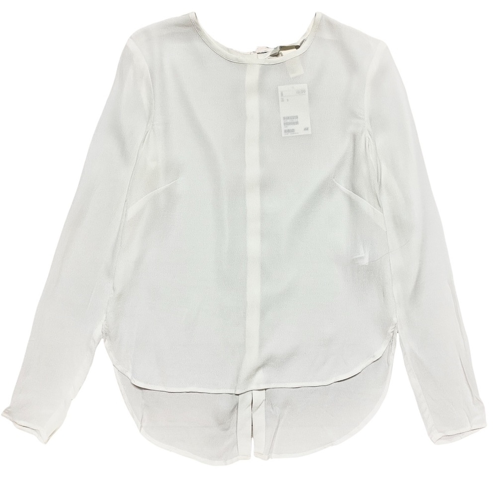 H&M Sheer Button Back Long Sleeve Top